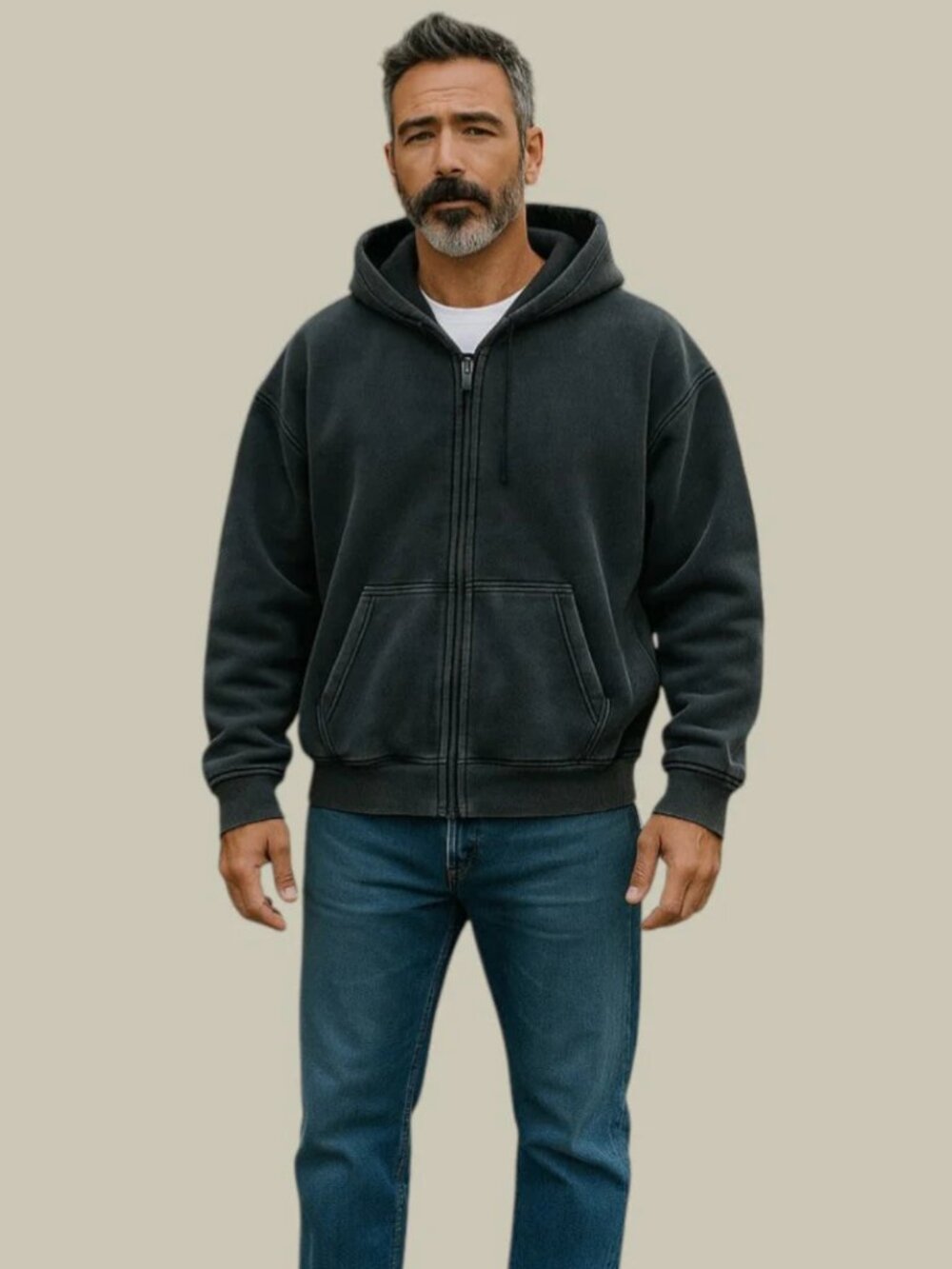 Tailored Gents Oversized Zipped Hoodie vest